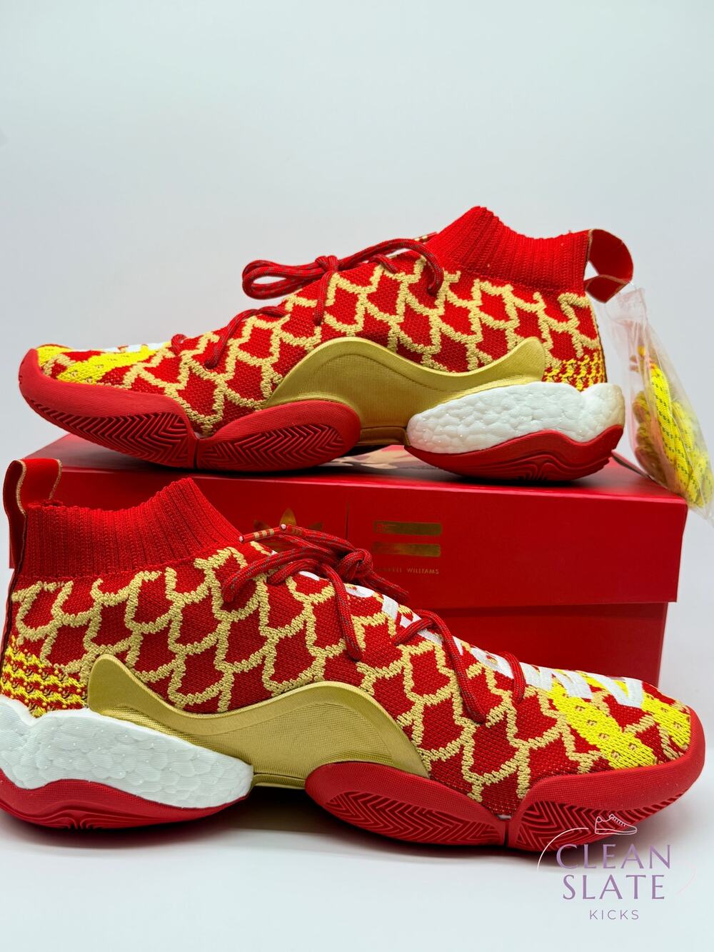 Adidas x Pharrell · PW x BYW CNY · Scarlet/Yellow/White · Size 9.5
